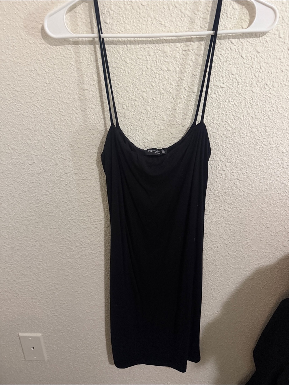 Popular Basics Black Scoop Neck Tank Mini Dress Large